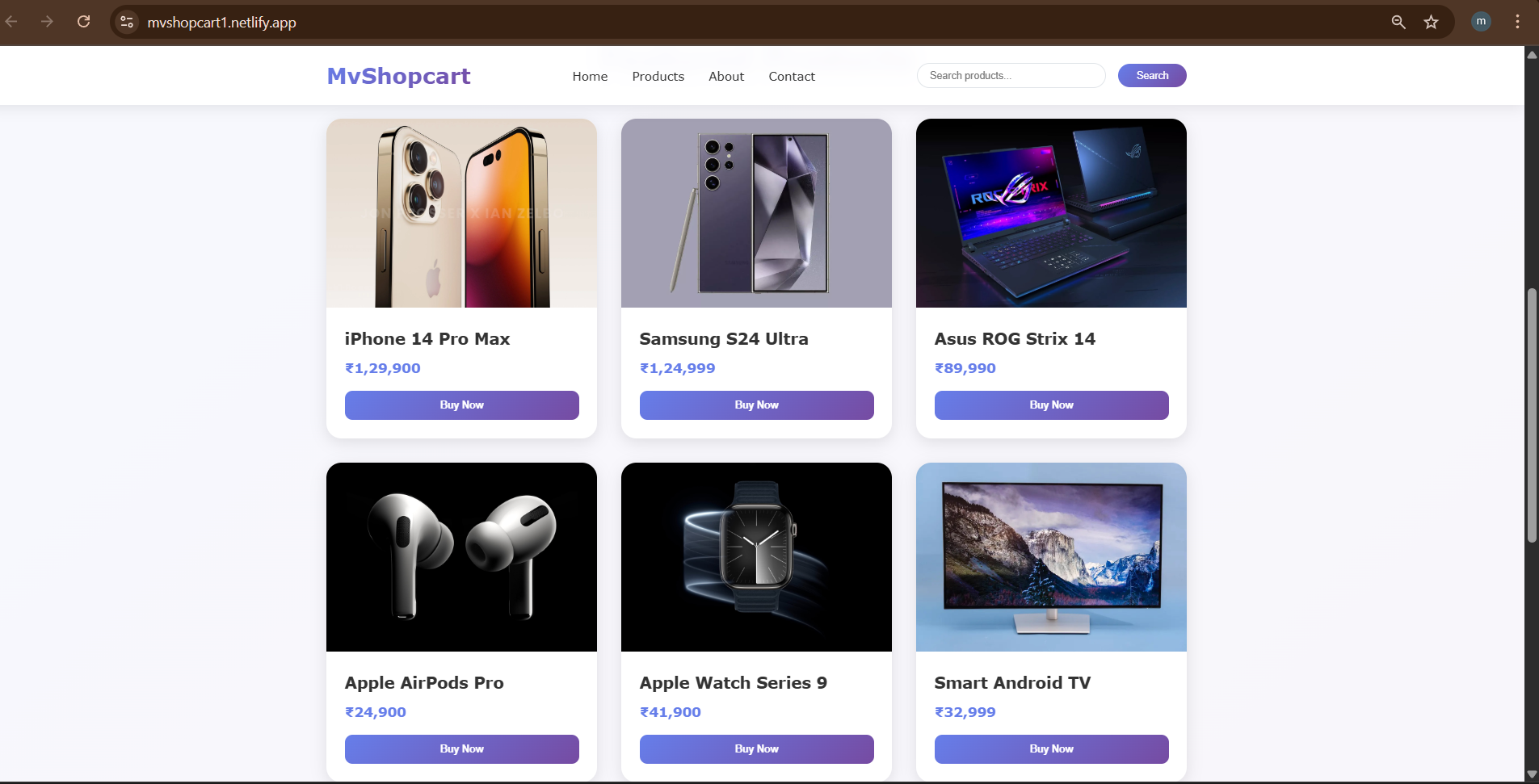 MvShopCart Project Screenshot
